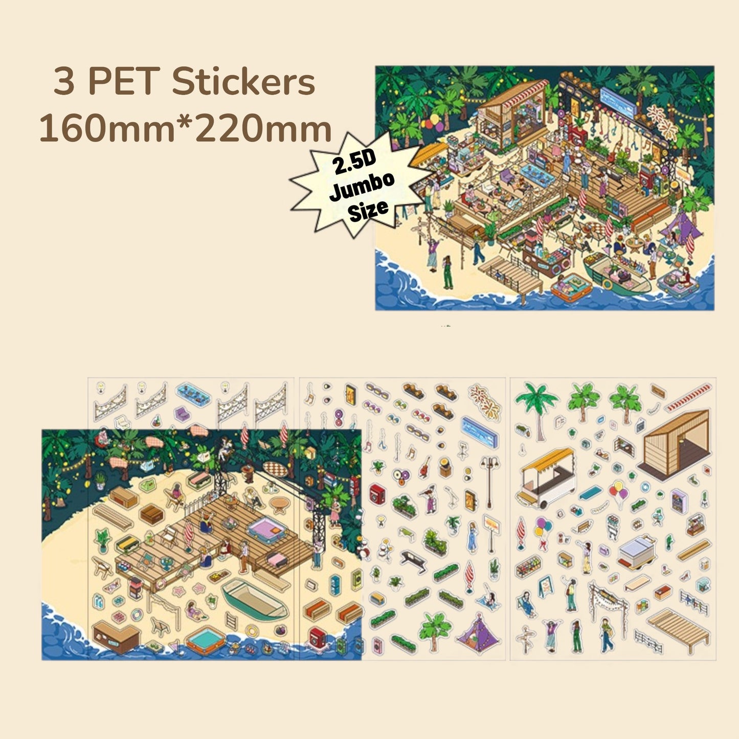 Beach Music Festival DIY 3D Scene Sticker
