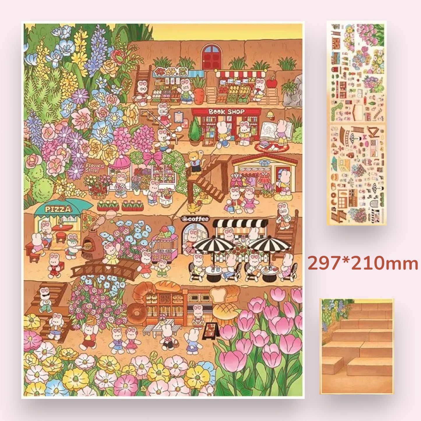 Heart Bunny Scene Sticker - 2 Styles