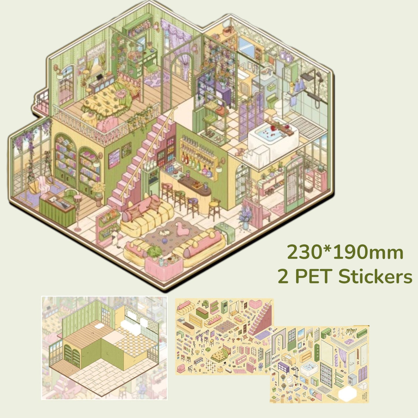 Elegant House Scene Sticker - 4 Styles