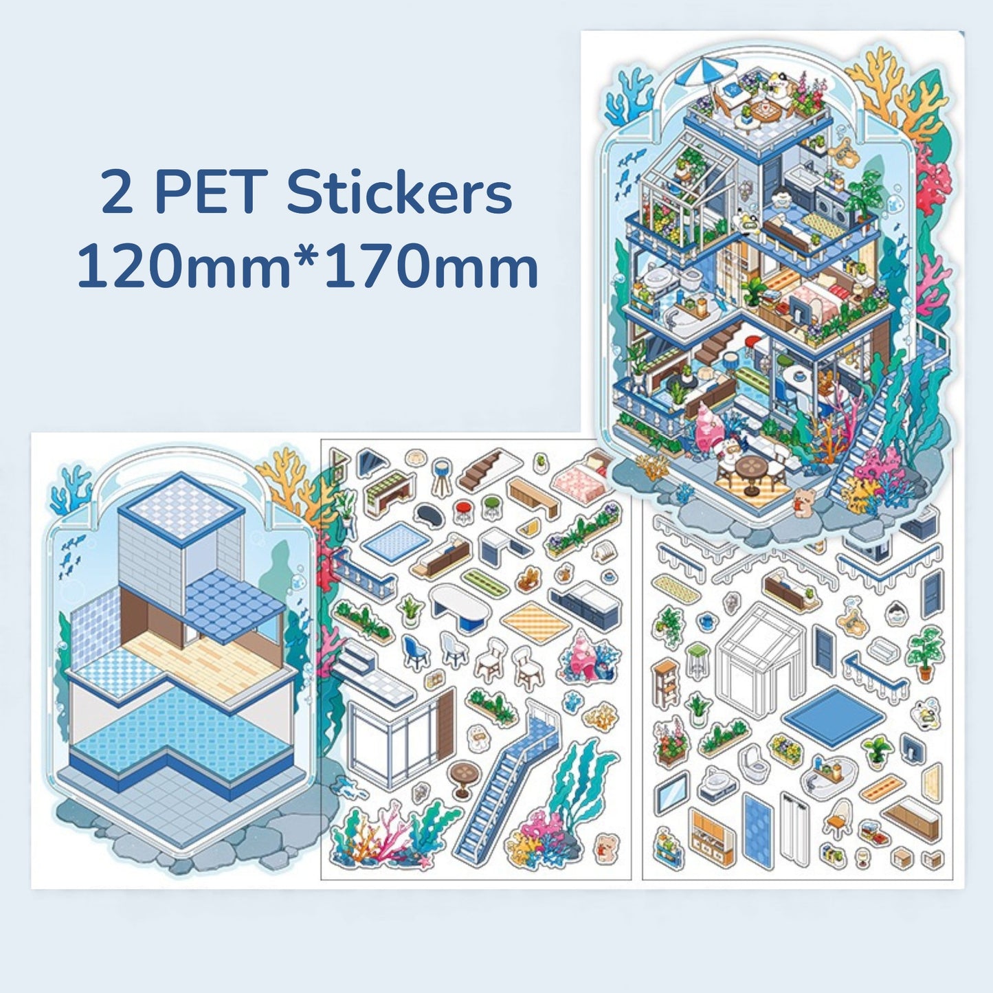 Restaurant & House DIY 3D Scene Sticker - 2 Scenes