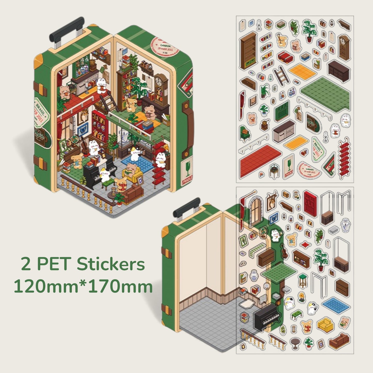 Suitcase Collection World DIY 3D Scene Sticker