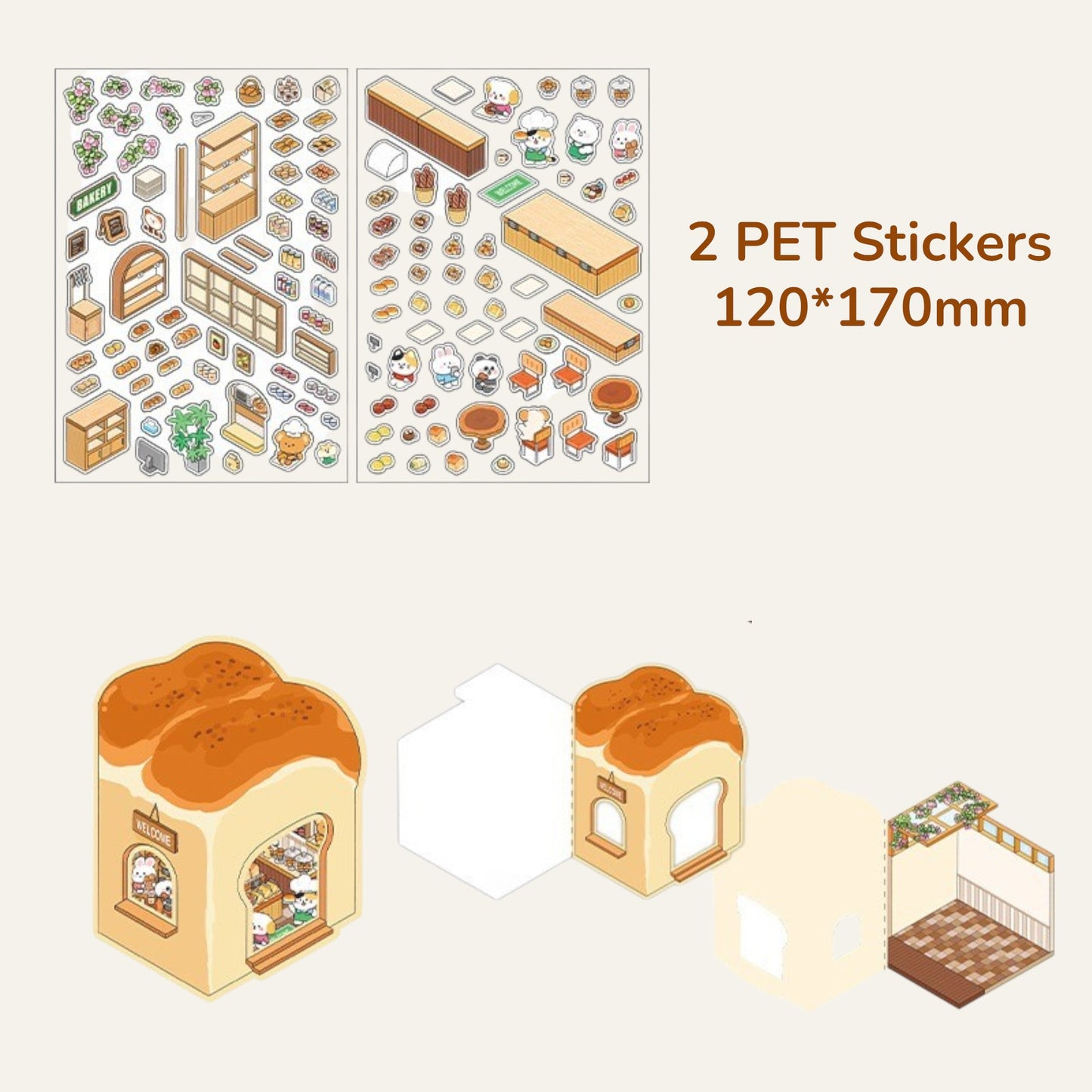 Warm Bakery House DIY 3D Scene Sticker