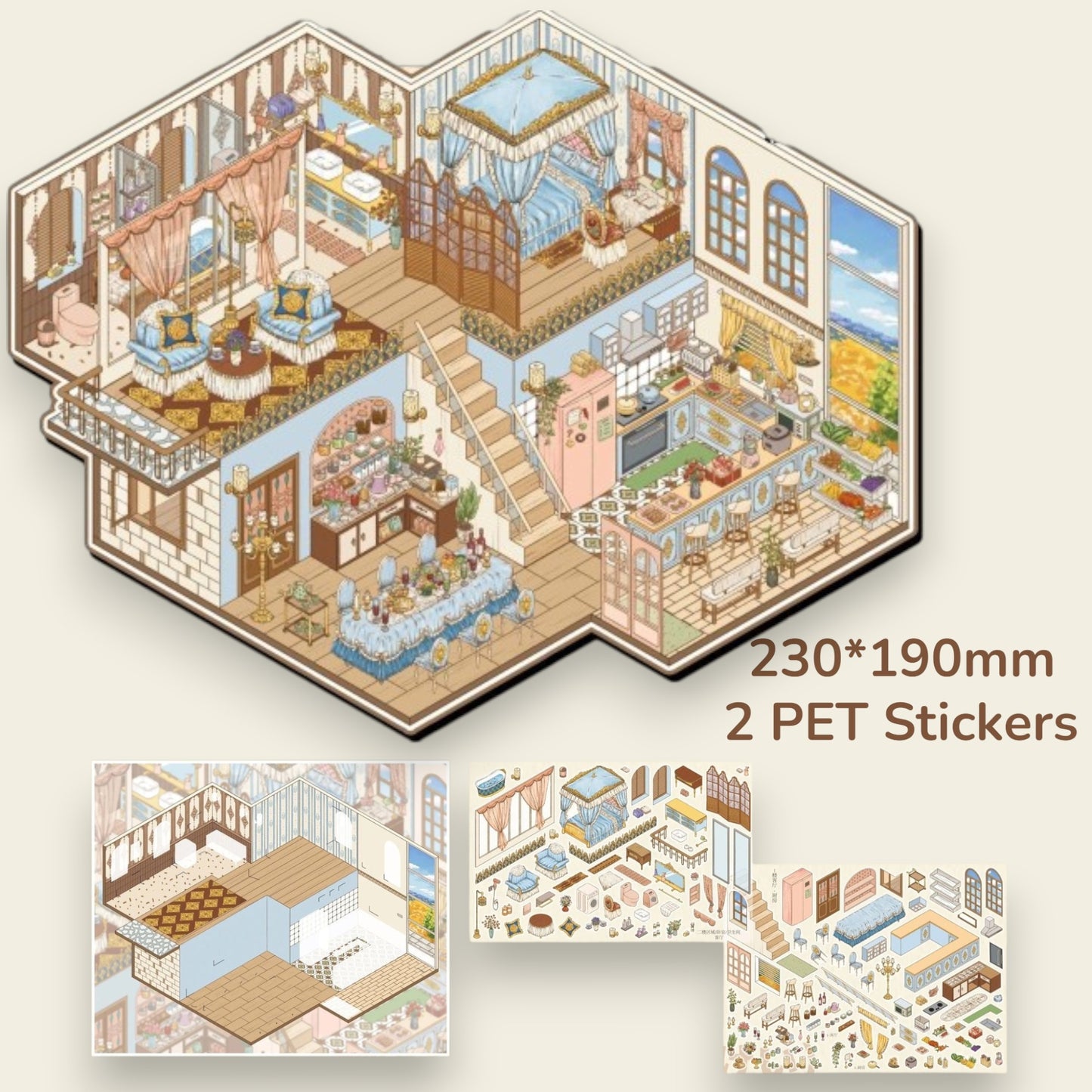 Elegant House Scene Sticker - 4 Styles