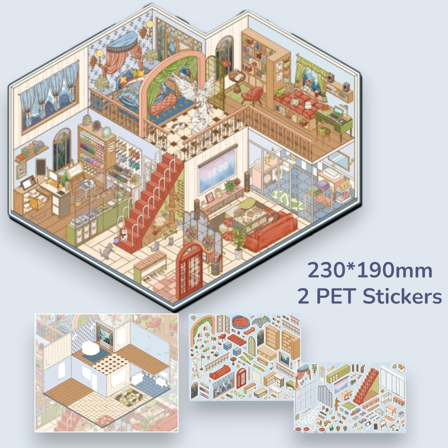 Elegant House Scene Sticker - 4 Styles