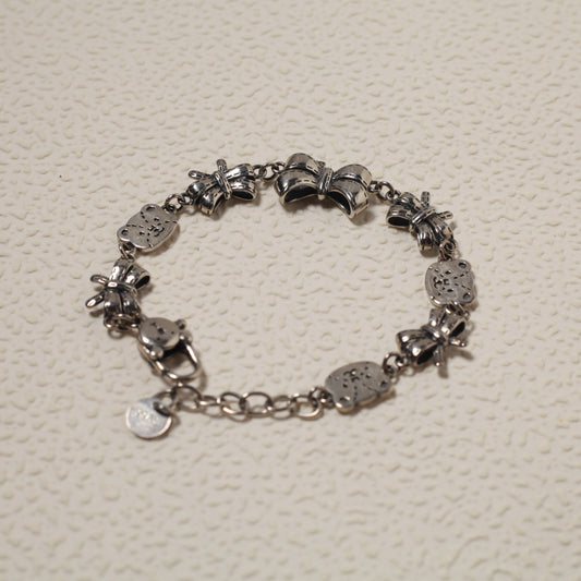 Sterling Silver Bowtie & Bear Bracelet