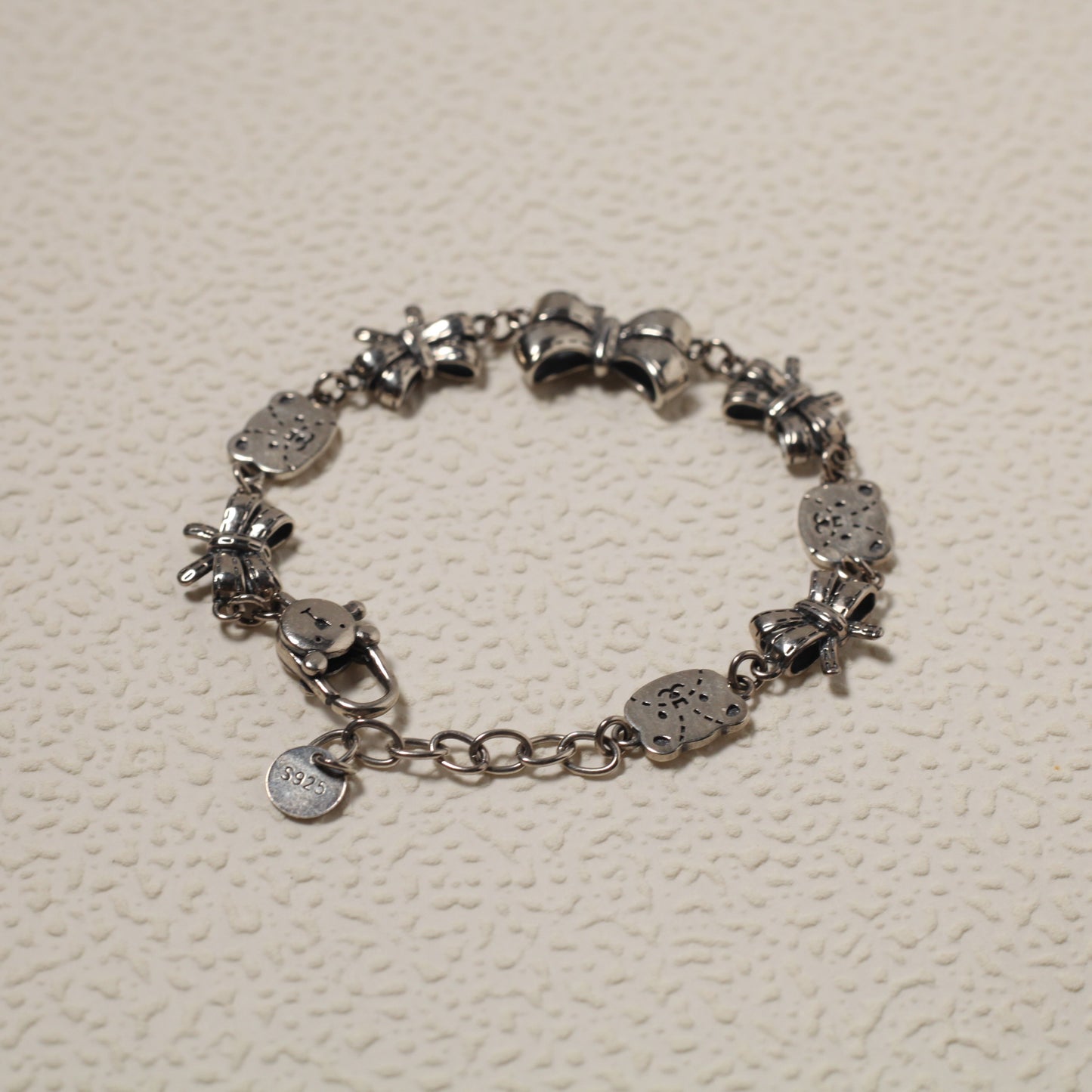Sterling Silver Bowtie & Bear Bracelet