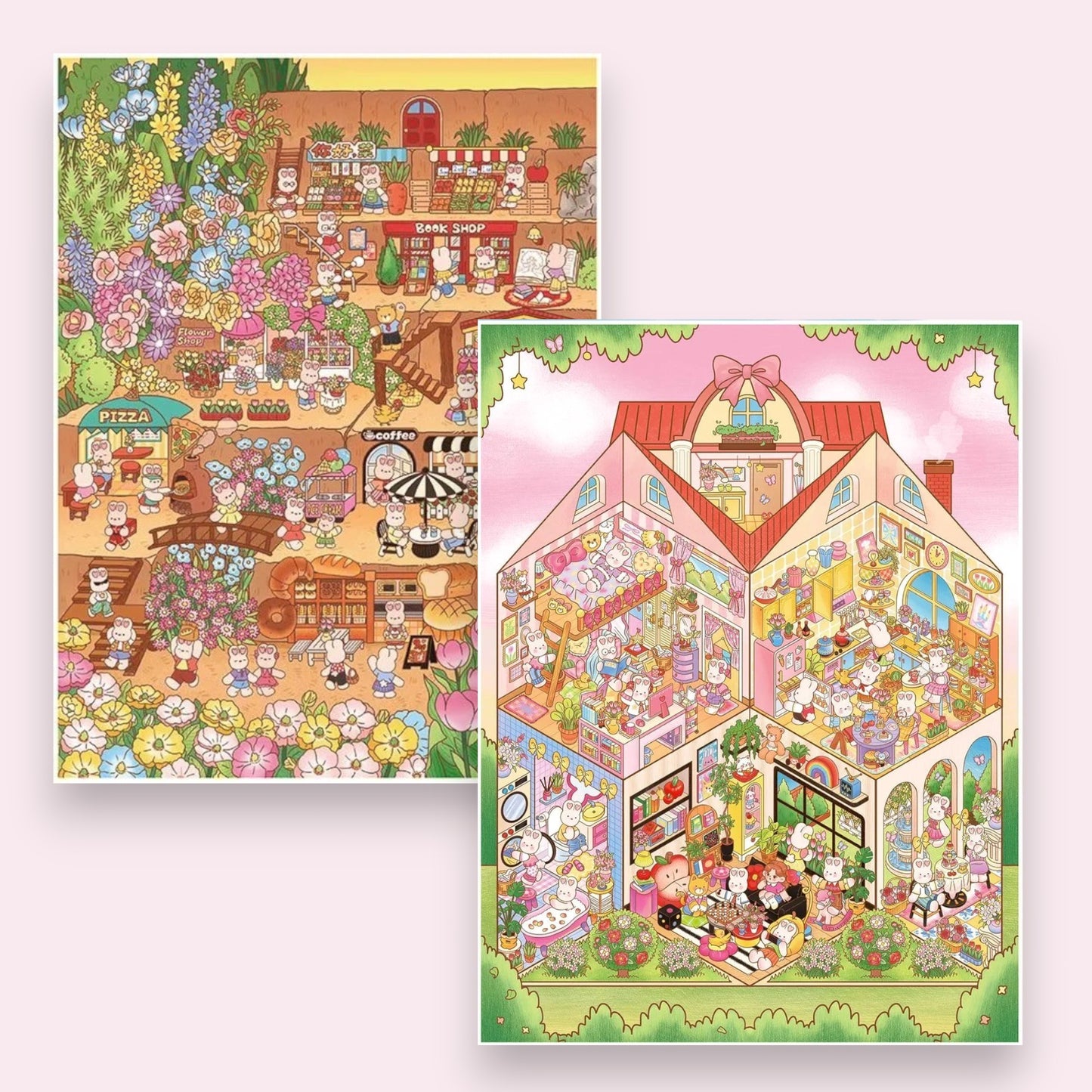 Heart Bunny Scene Sticker - 2 Styles