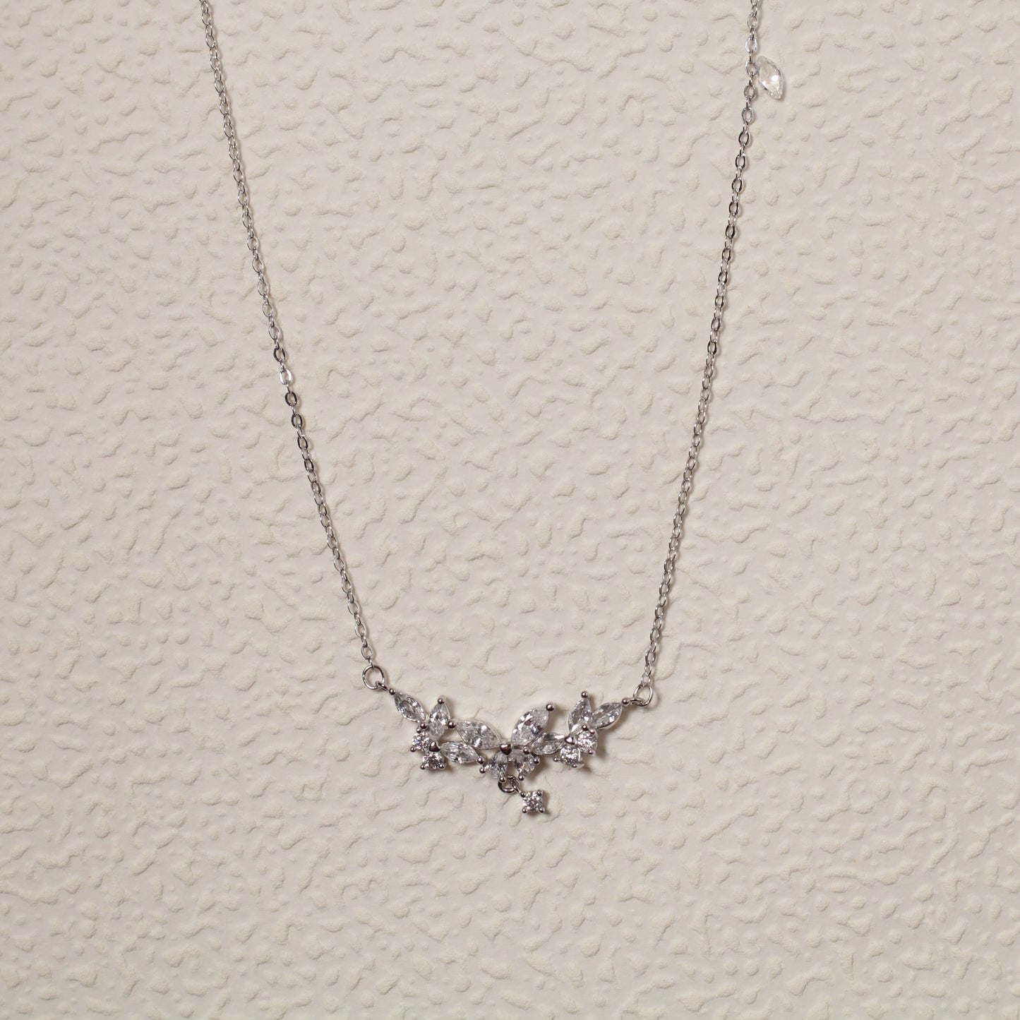 Fine Silver Butterfly CZ Necklace