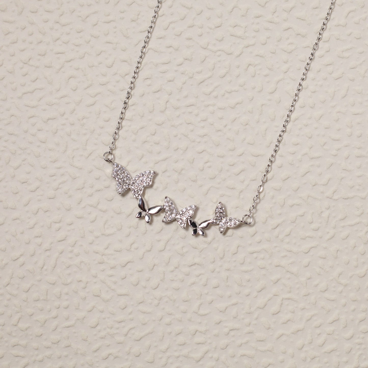 Fine Silver Butterfly CZ Necklace