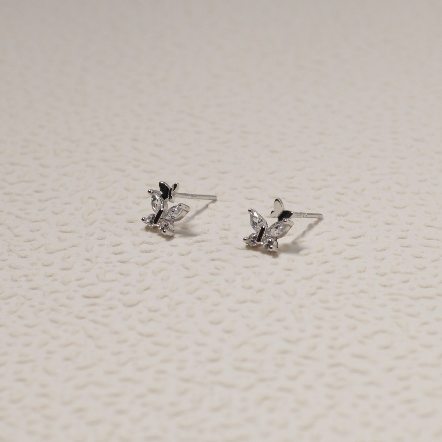 Fine Silver Butterfly Stud Earrings