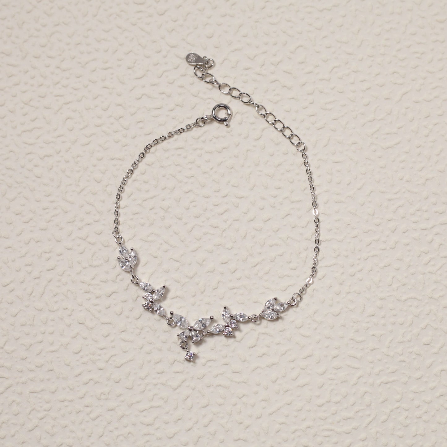 Fine Silver Butterfly CZ Bracelet