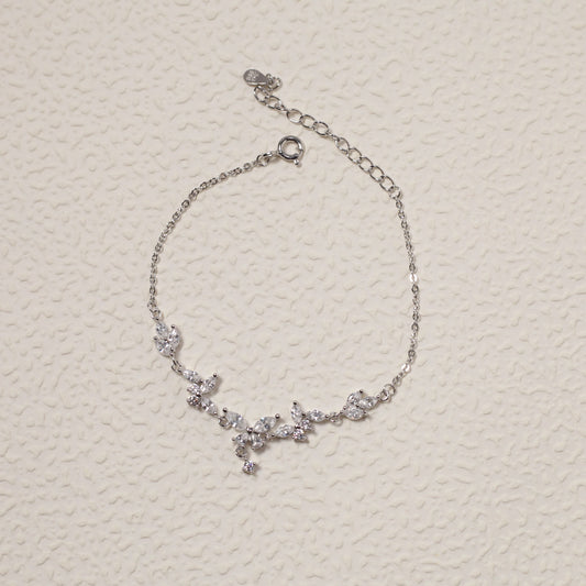 Fine Silver Butterfly CZ Bracelet