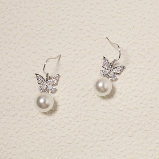 Sterling Silver Butterfly Fish Hook Earrings