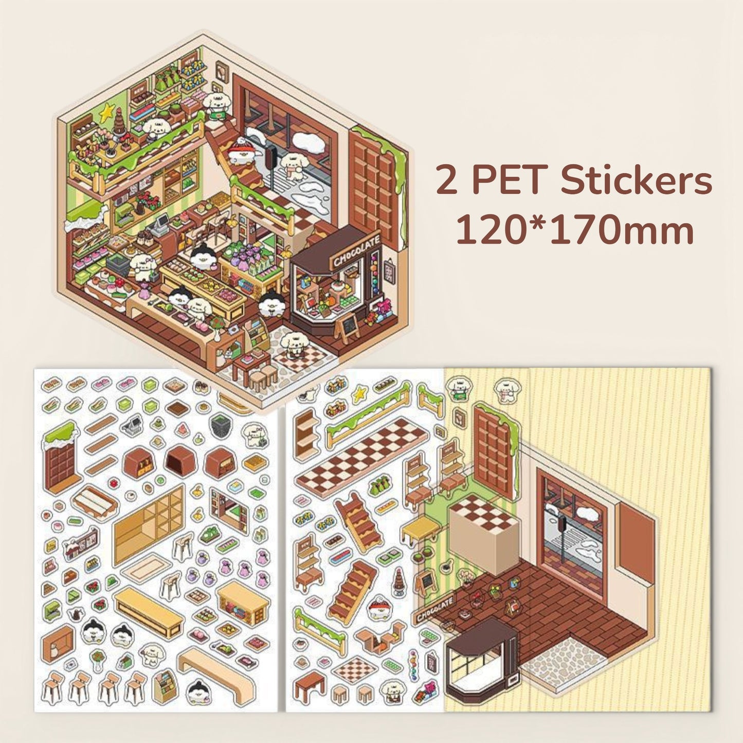 Chocolate Shop DIY 3D Scene Sticker