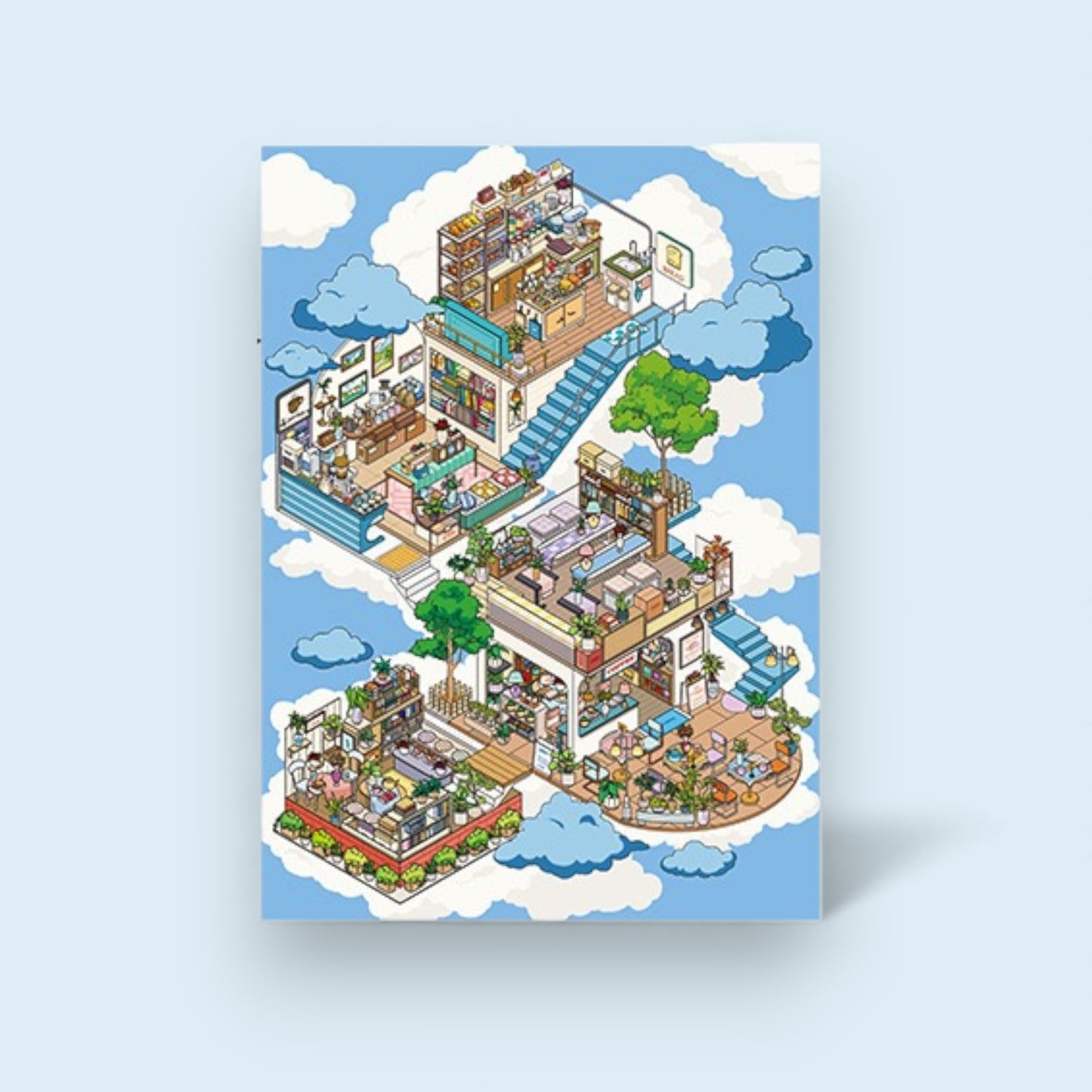 Cloud Coffee Shop DIY 3D Scene Sticker