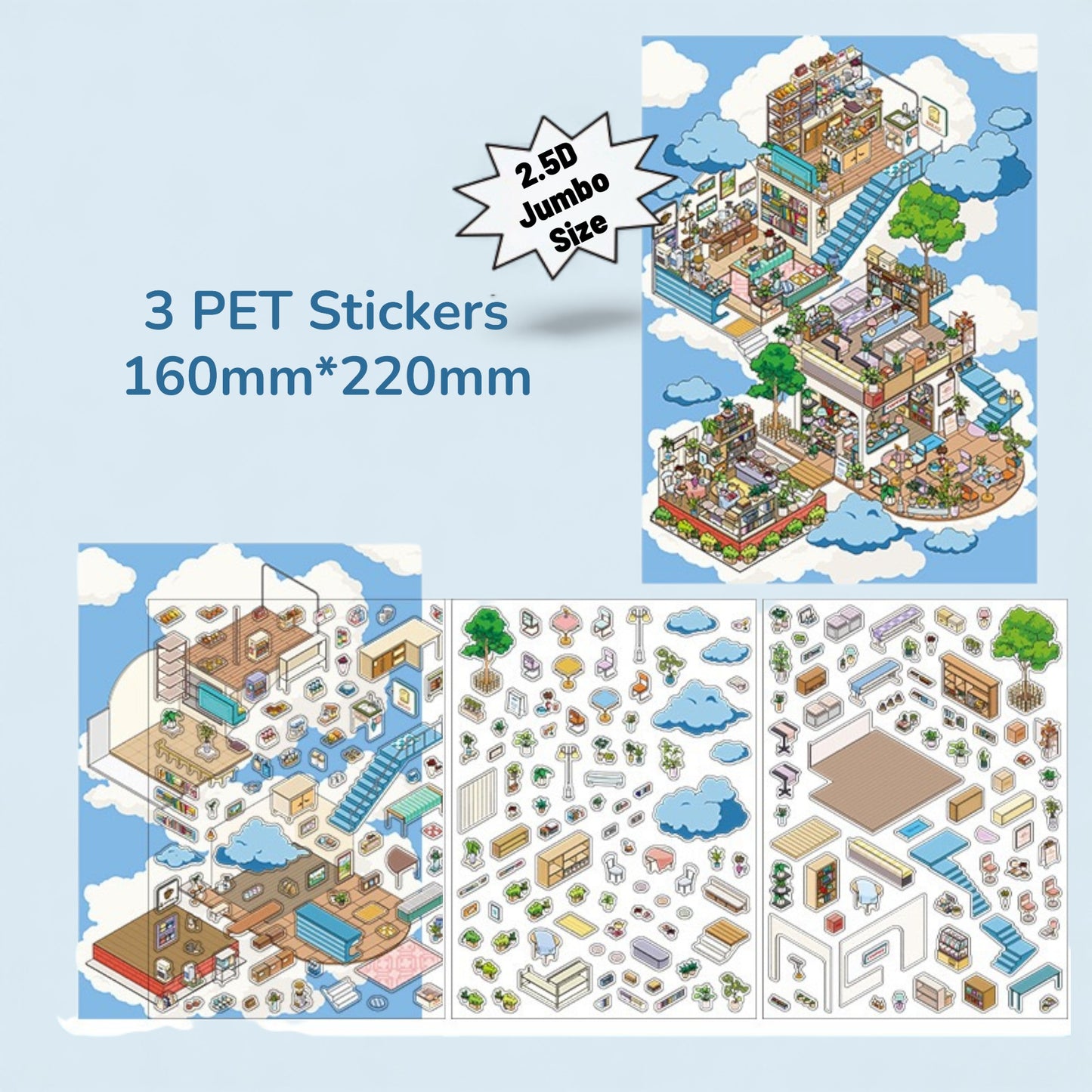 Cloud Coffee Shop DIY 3D Scene Sticker
