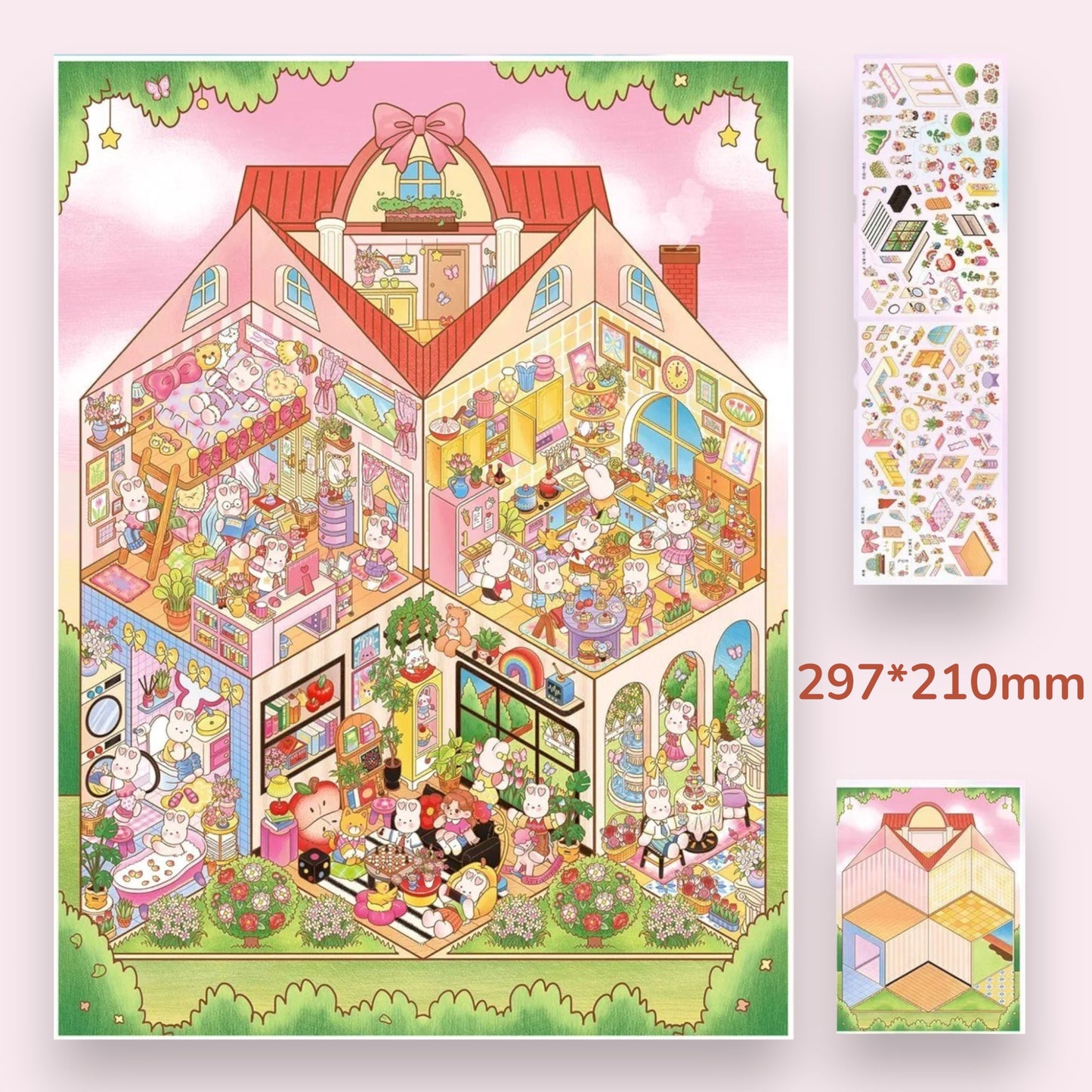 Heart Bunny Scene Sticker - 2 Styles