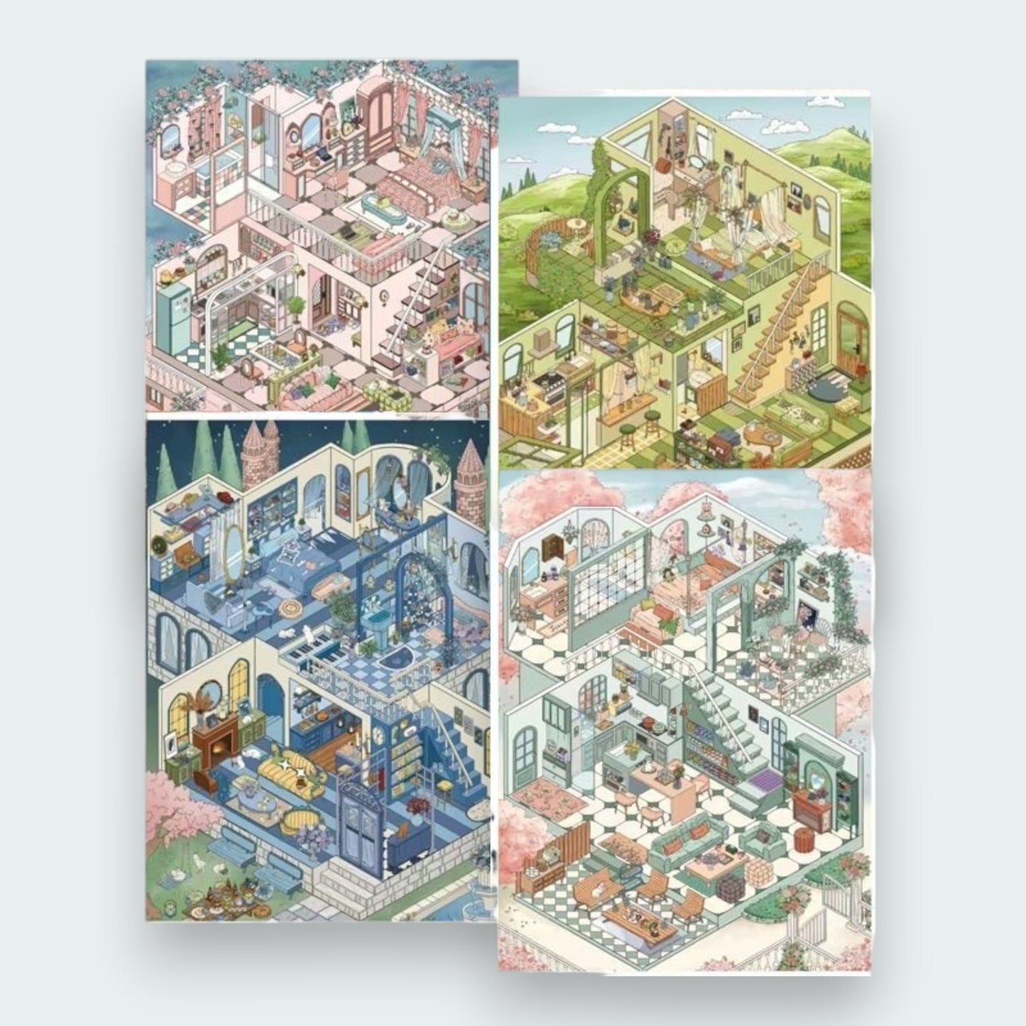 Dreamy House Scene Sticker - 4 Styles