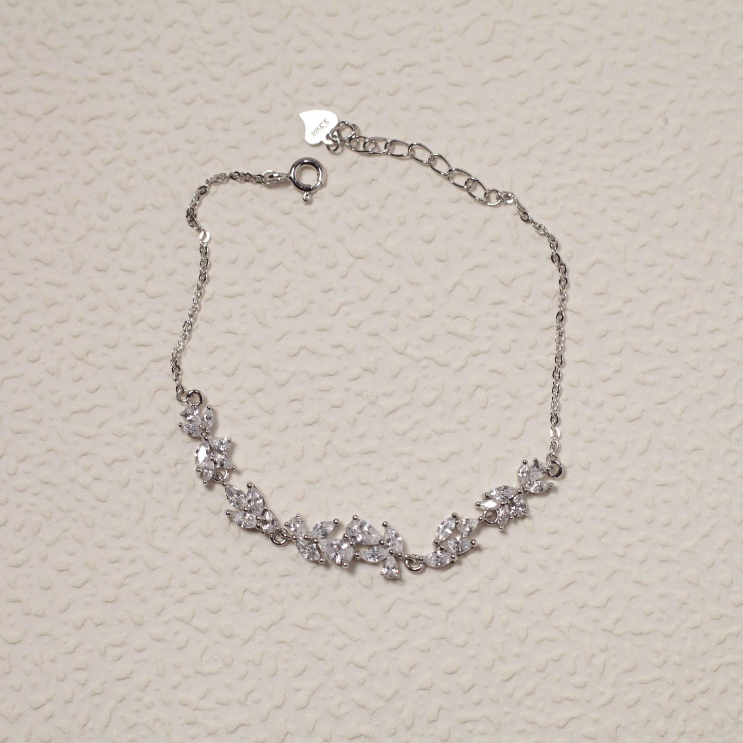 Fine Silver Flower CZ Bracelet
