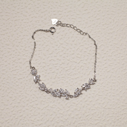 Fine Silver Flower CZ Bracelet