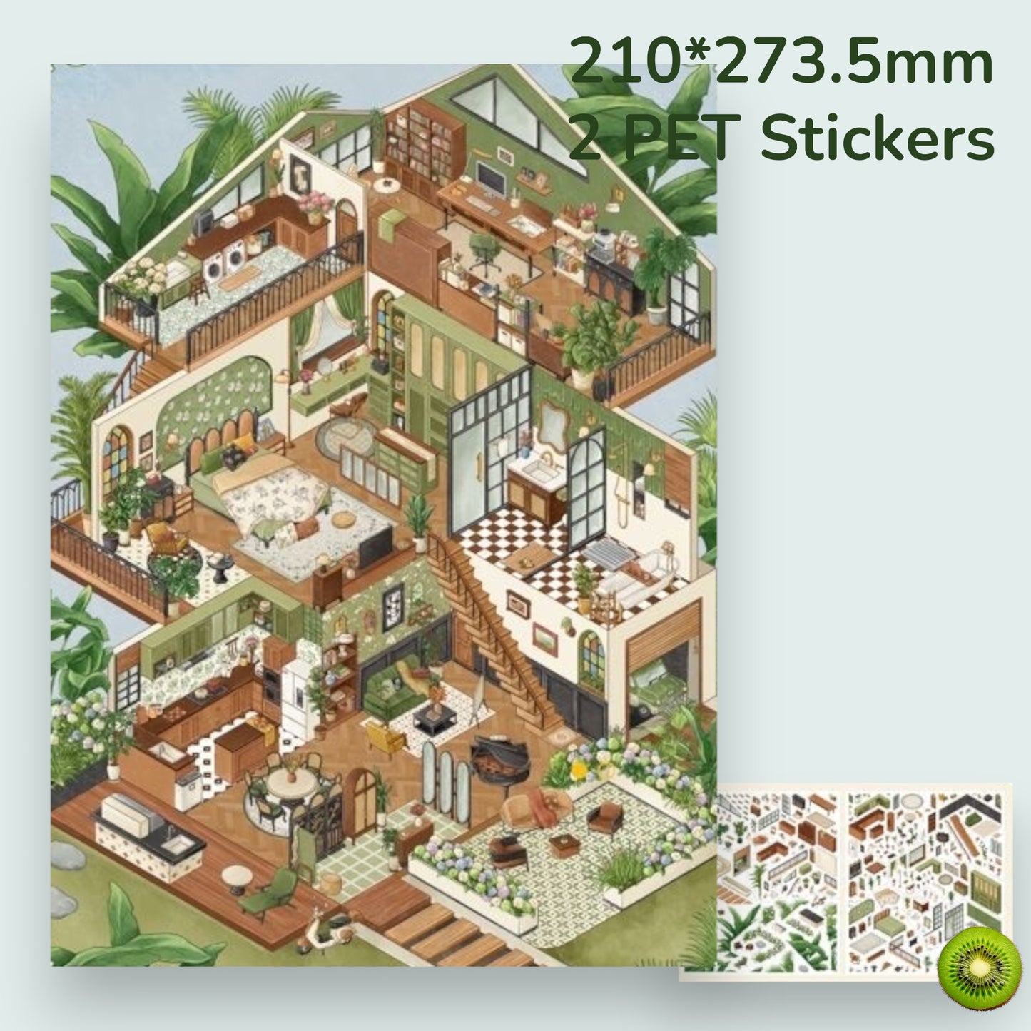 3-Storey Villa Scene Sticker - 4 Styles