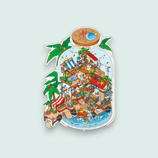 Grocery Stand at the Pier DIY 3D Scene Sticker