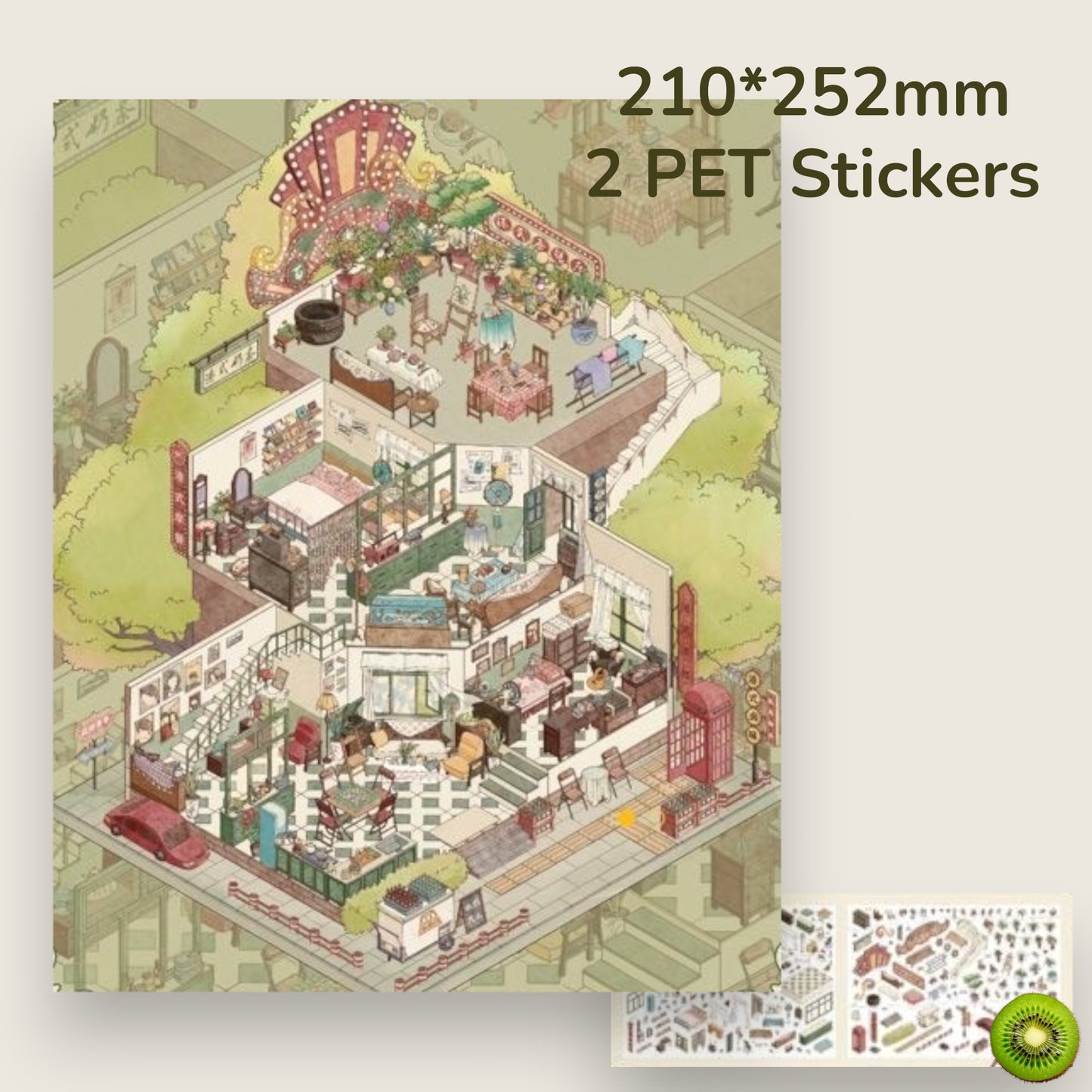 3-Storey Villa Scene Sticker - 4 Styles