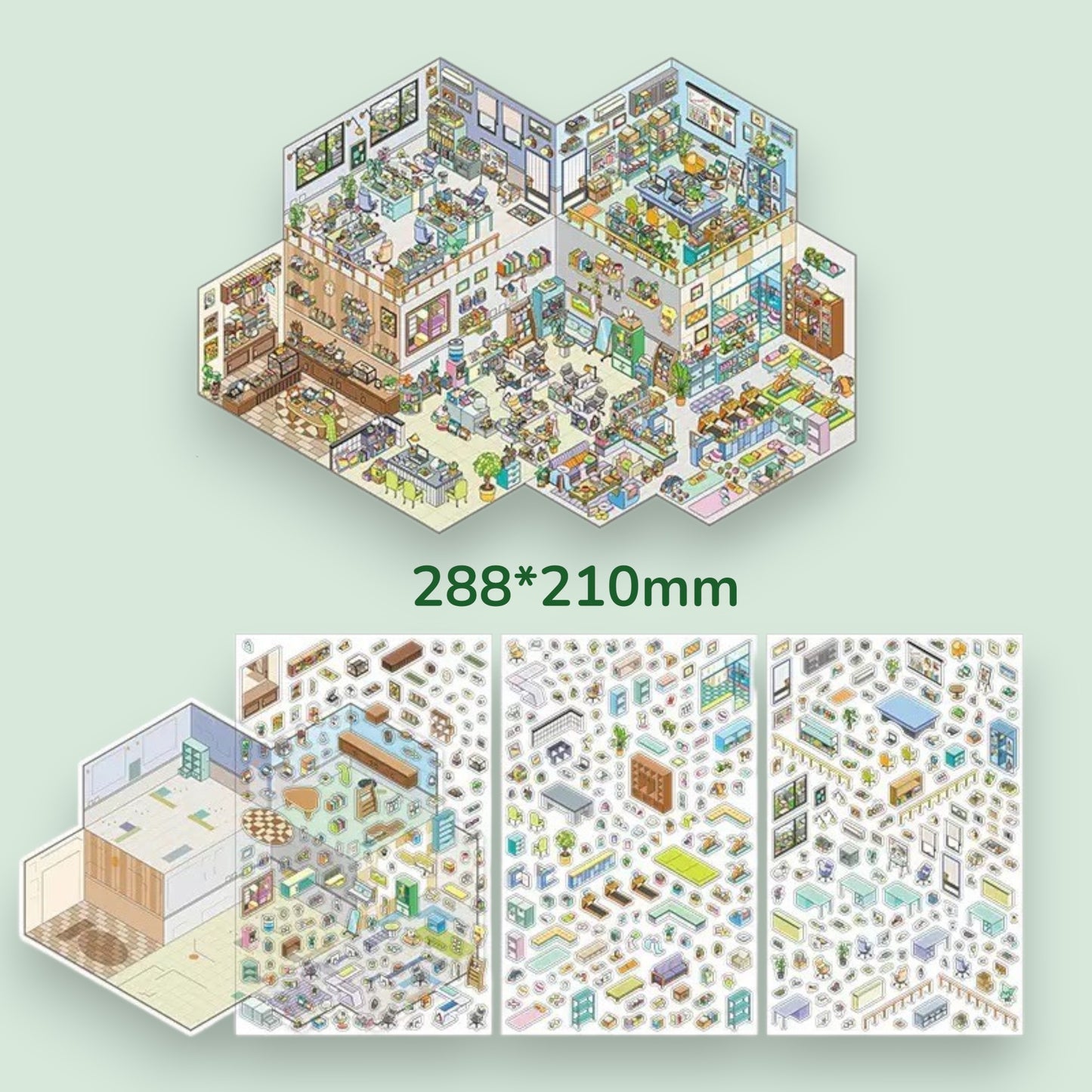Pet Shop & Office Scene Sticker