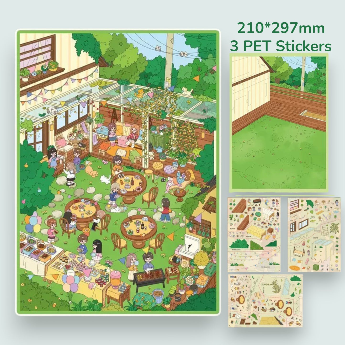 Lawn Party Scene Sticker - 2 Styles