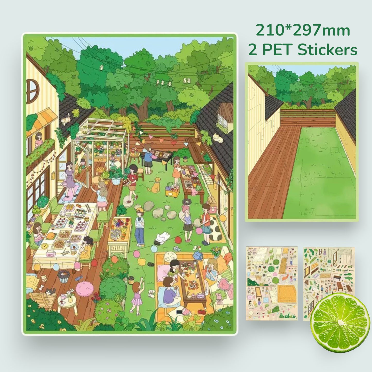Lawn Party Scene Sticker - 2 Styles