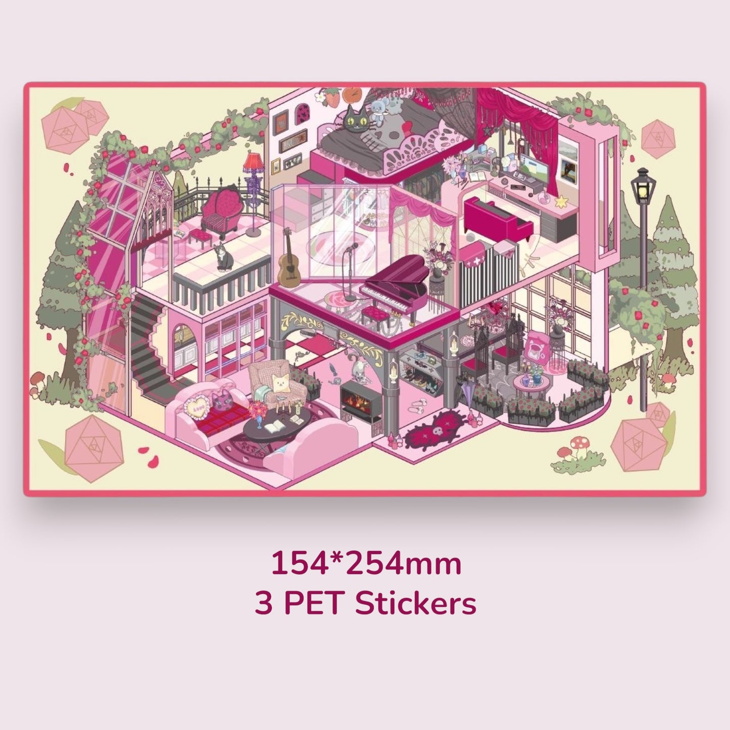 2-Storey House Scene Sticker - 4 Styles