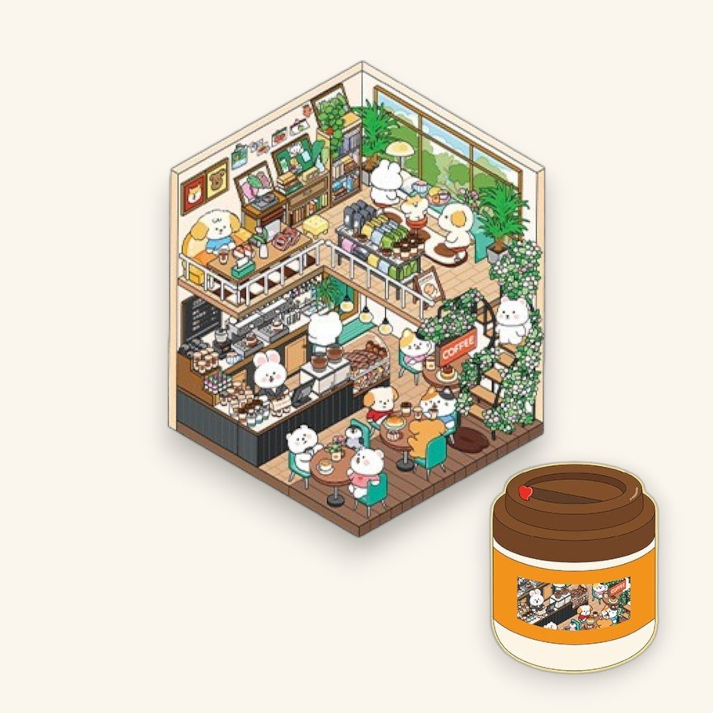 Morning Coffee Shop DIY 3D Scene Sticker