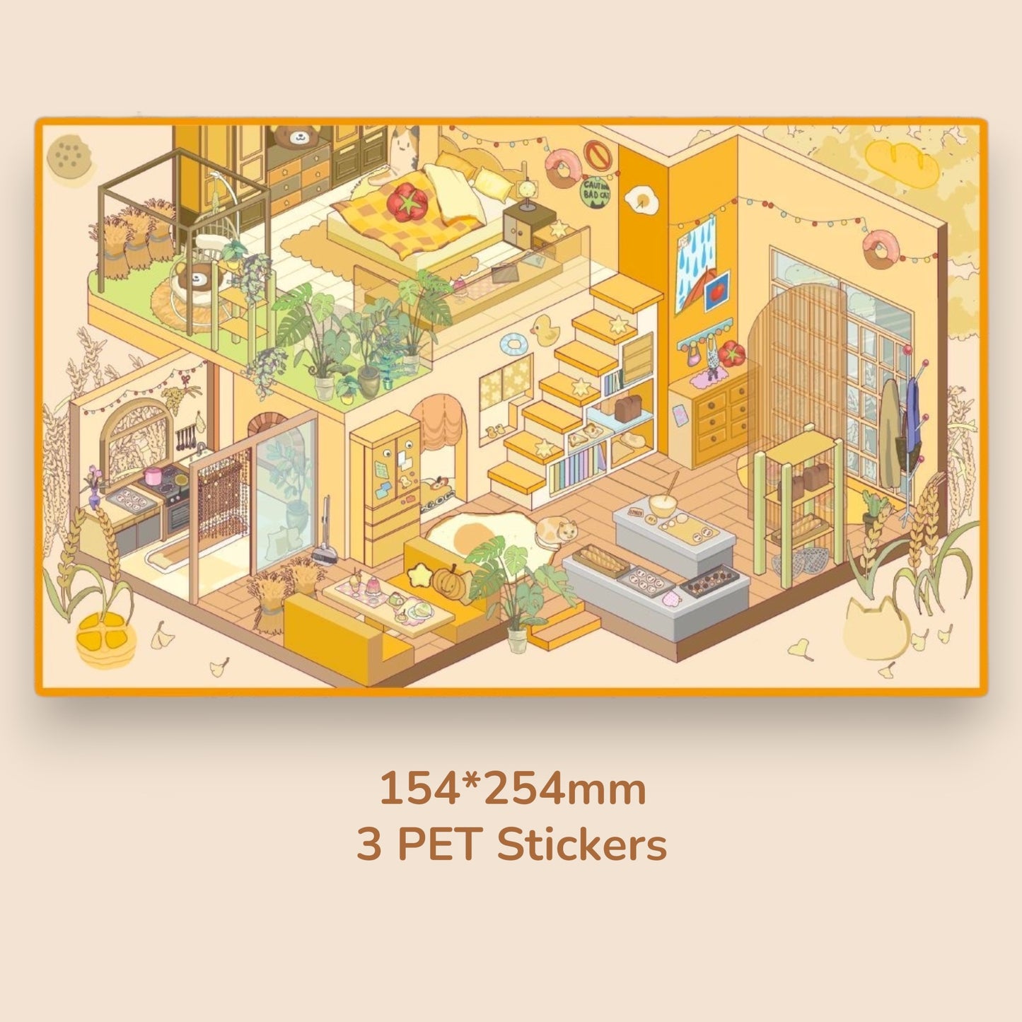 2-Storey House Scene Sticker - 4 Styles