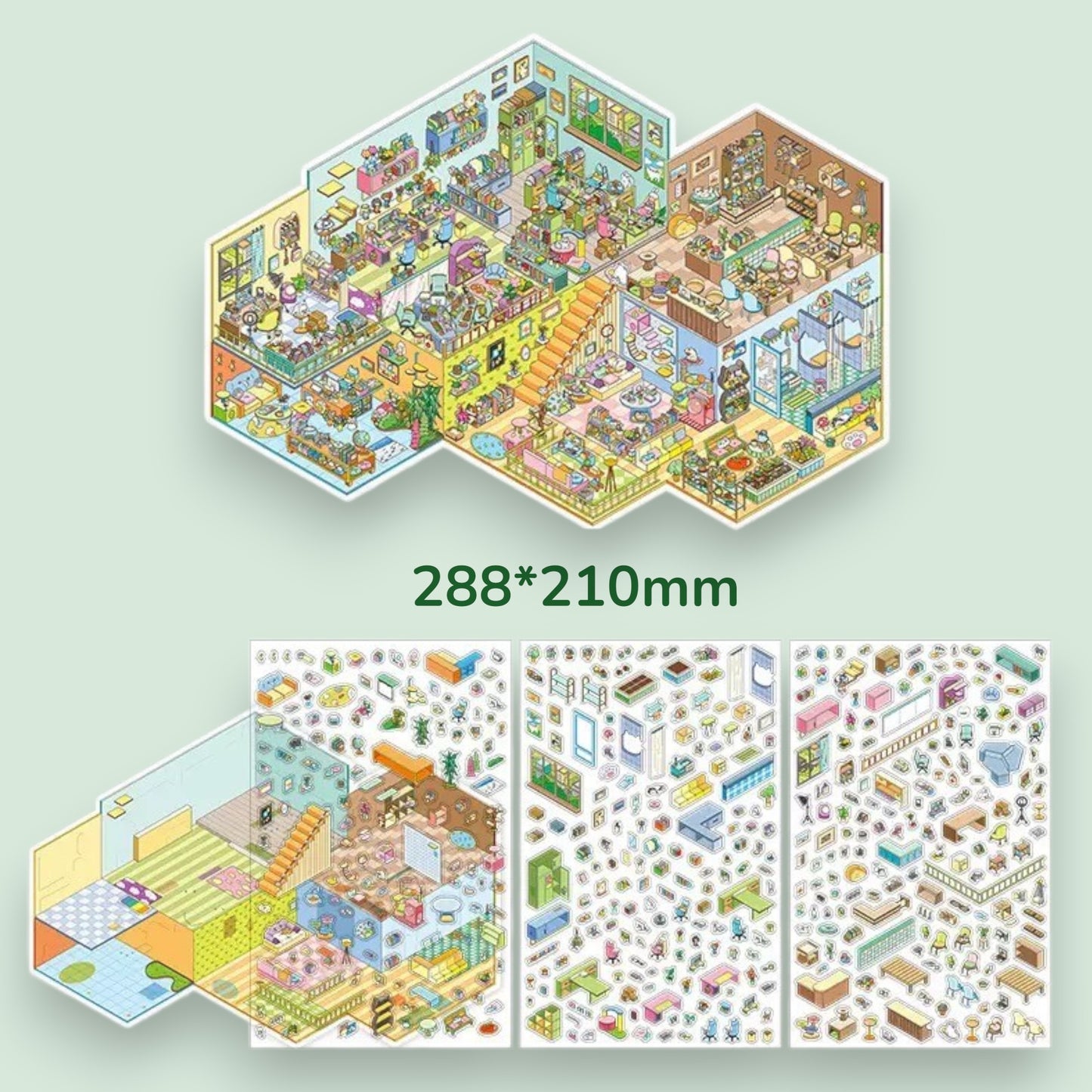 Pet Shop & Office Scene Sticker