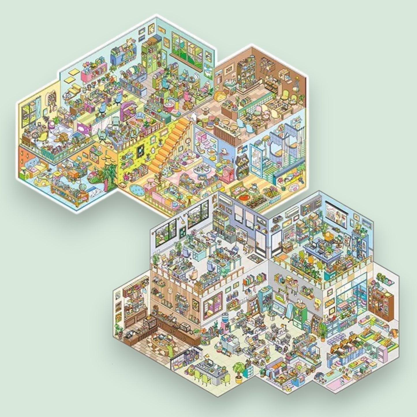 Pet Shop & Office Scene Sticker