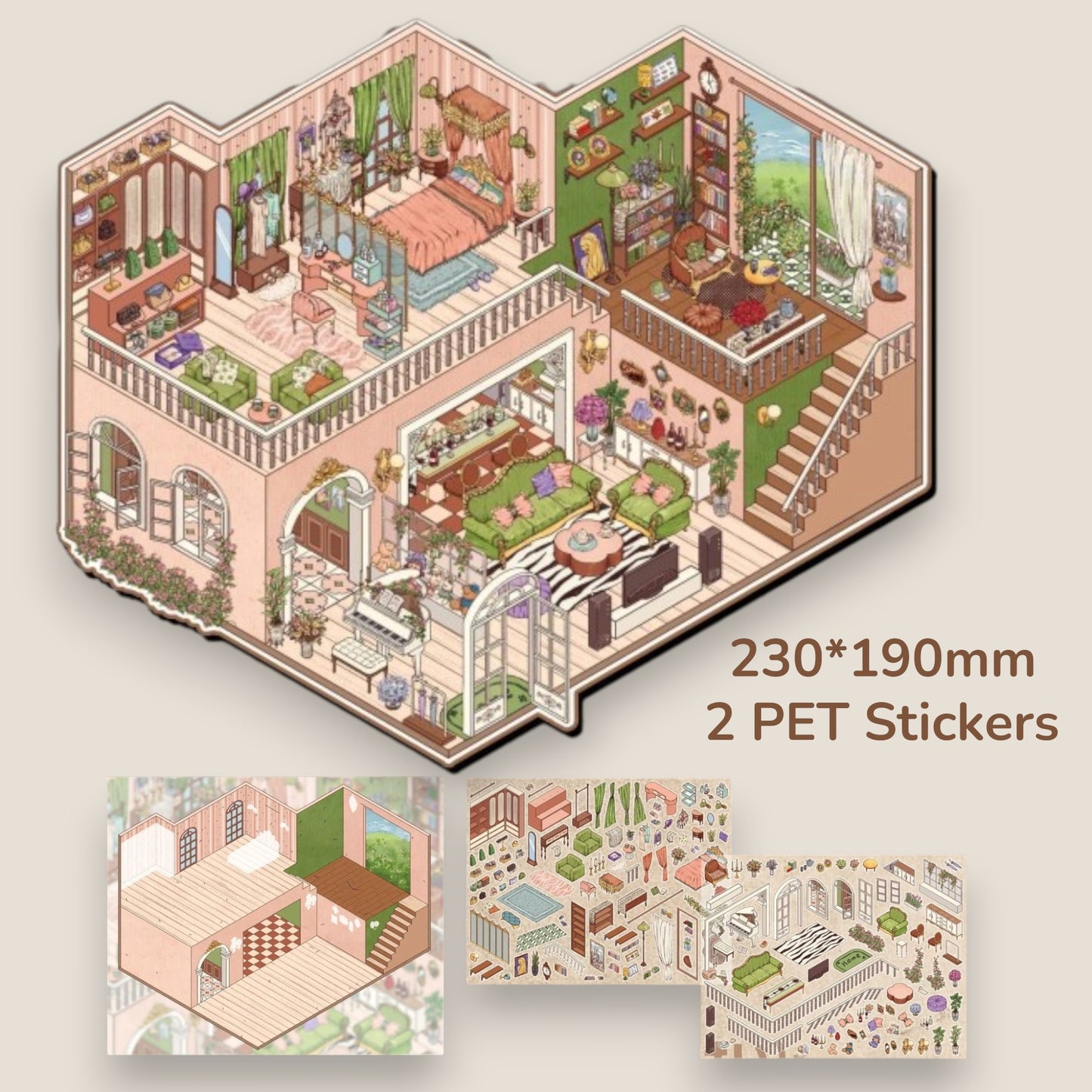 Elegant House Scene Sticker - 4 Styles