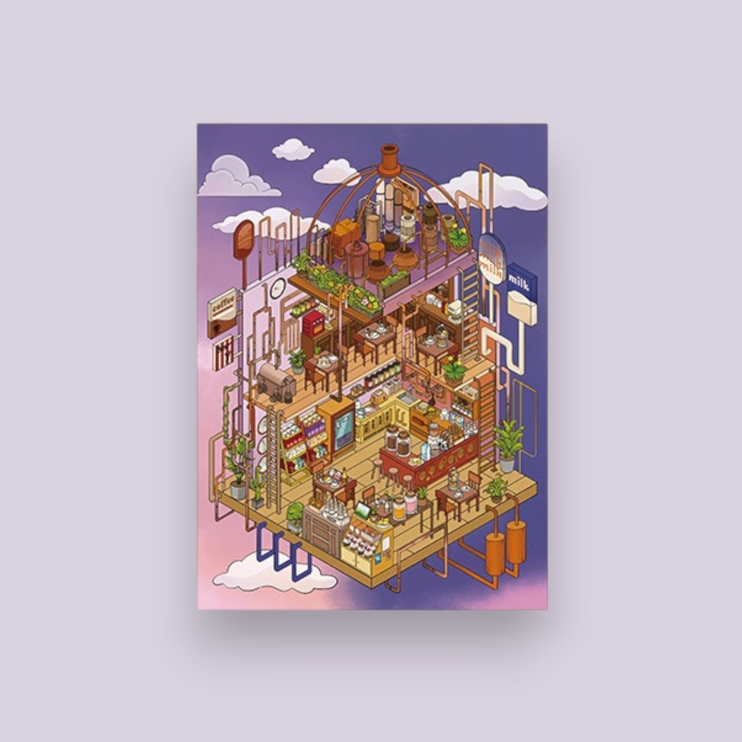 Pipeline Coffee Shop DIY 3D Scene Sticker