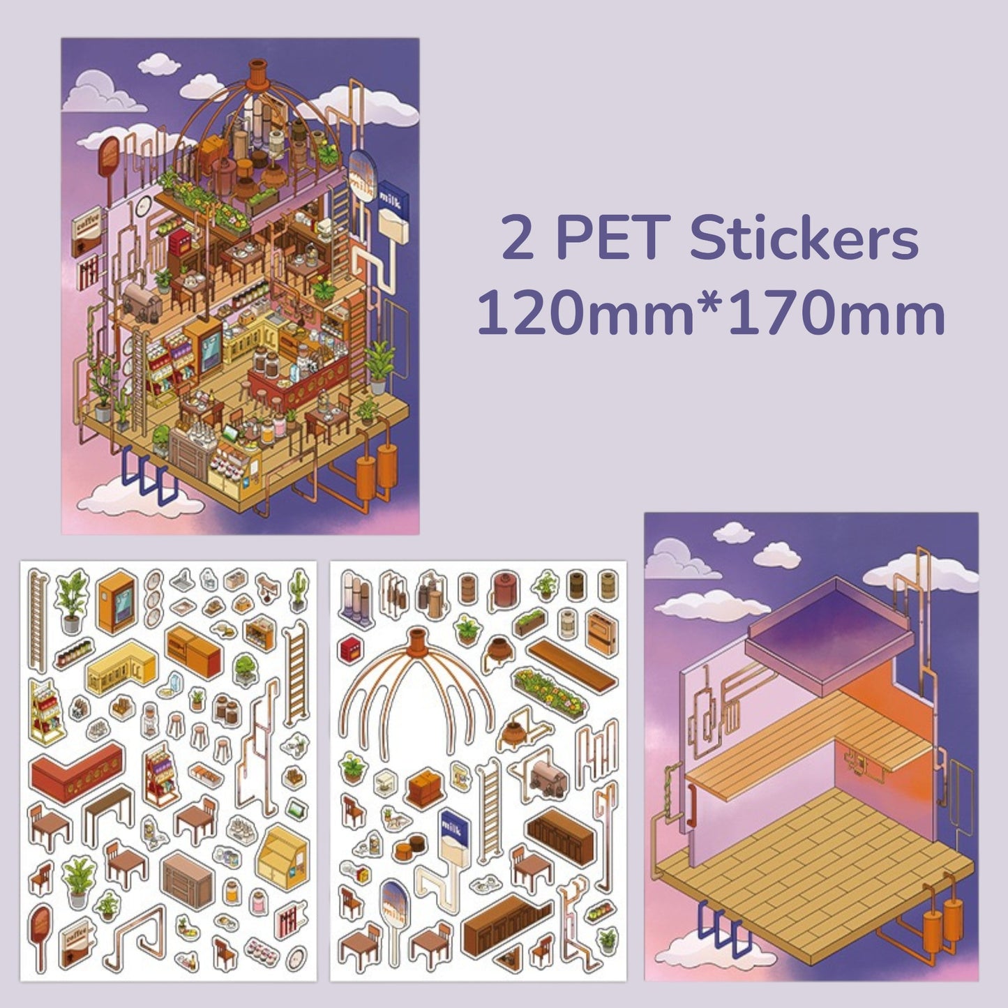 Pipeline Coffee Shop DIY 3D Scene Sticker