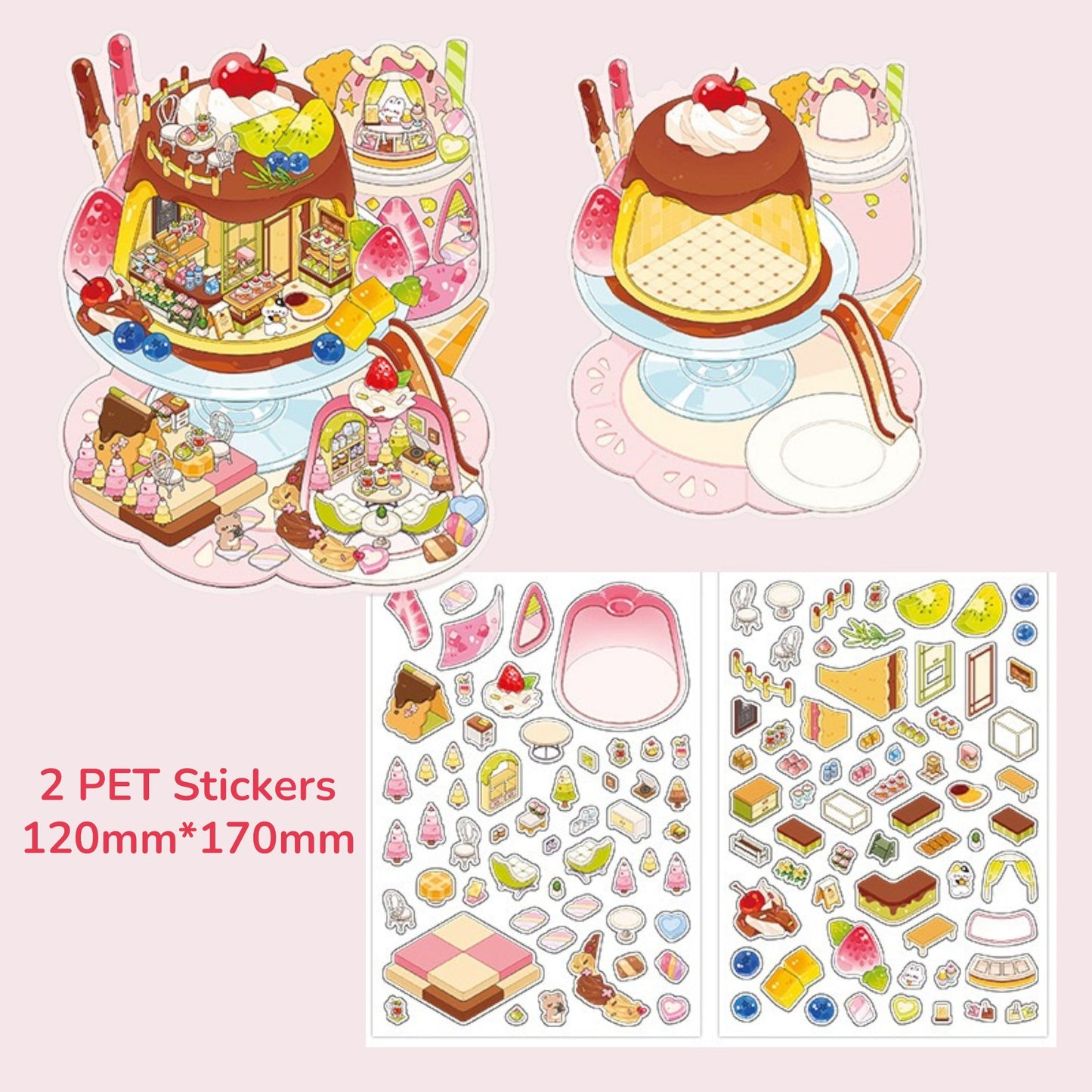 Restaurant & Dessert Store Series DIY 3D Scene Sticker - 3 Scenes