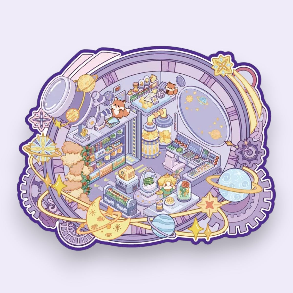 Purple Space Station DIY 3D Scene Sticker