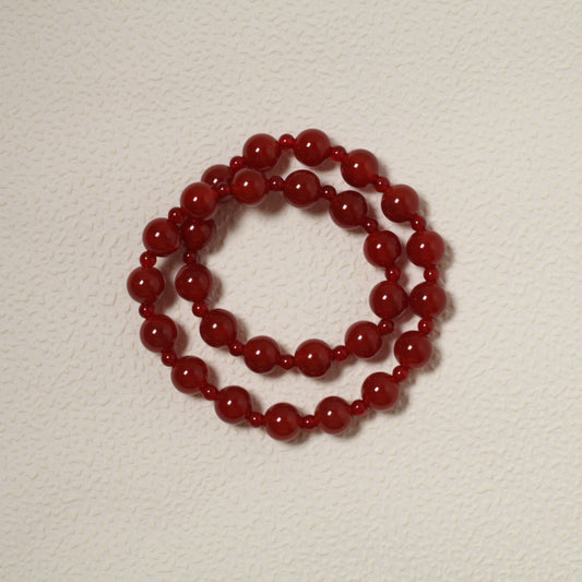 Natural Red Agate Double Wrap Bracelet