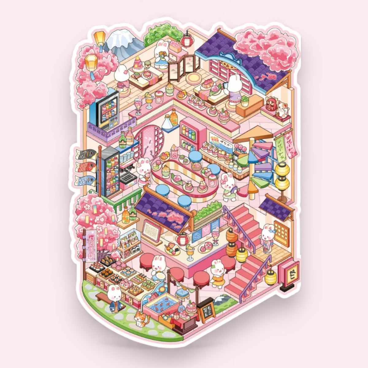 Sakura Cottage DIY 3D Scene Sticker