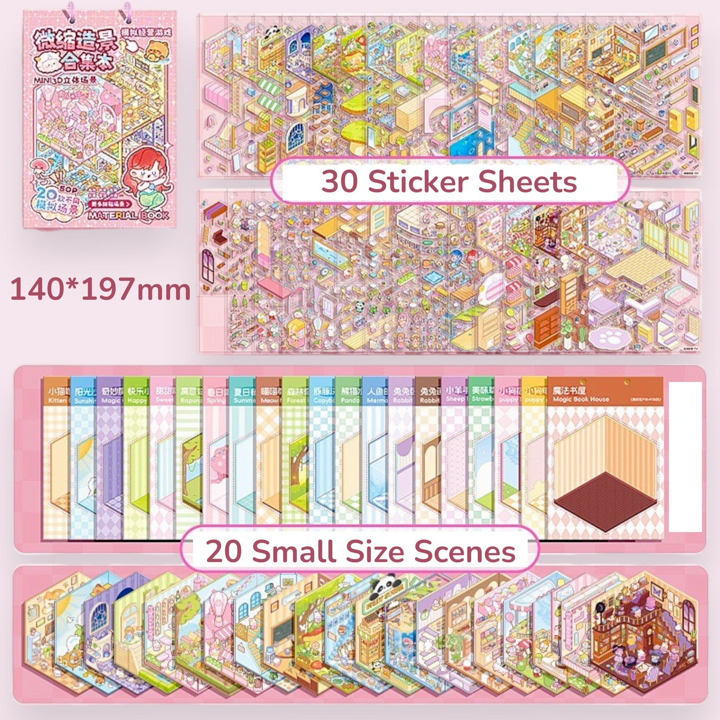 Scene Sticker Book Pink Small Size