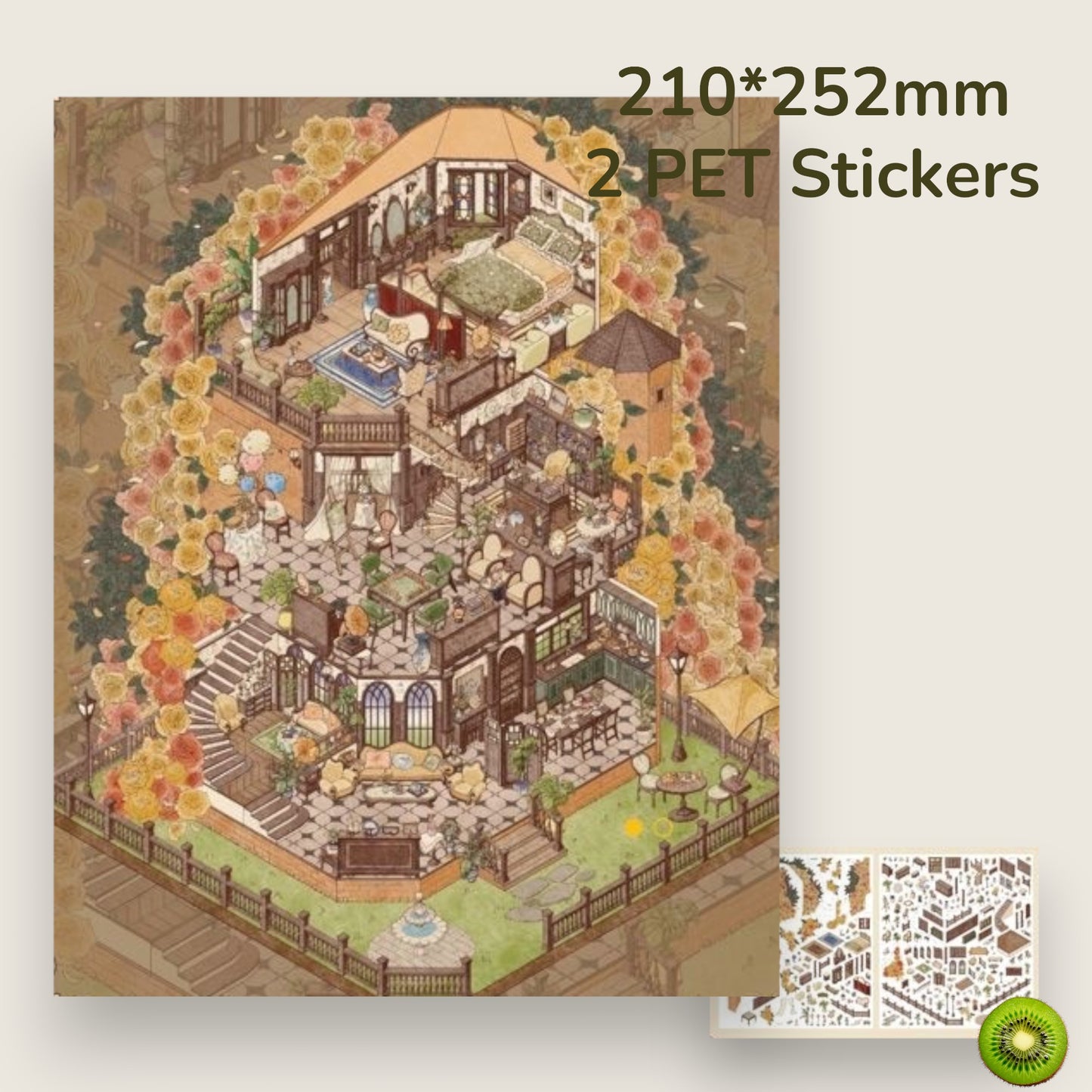 3-Storey Villa Scene Sticker - 4 Styles