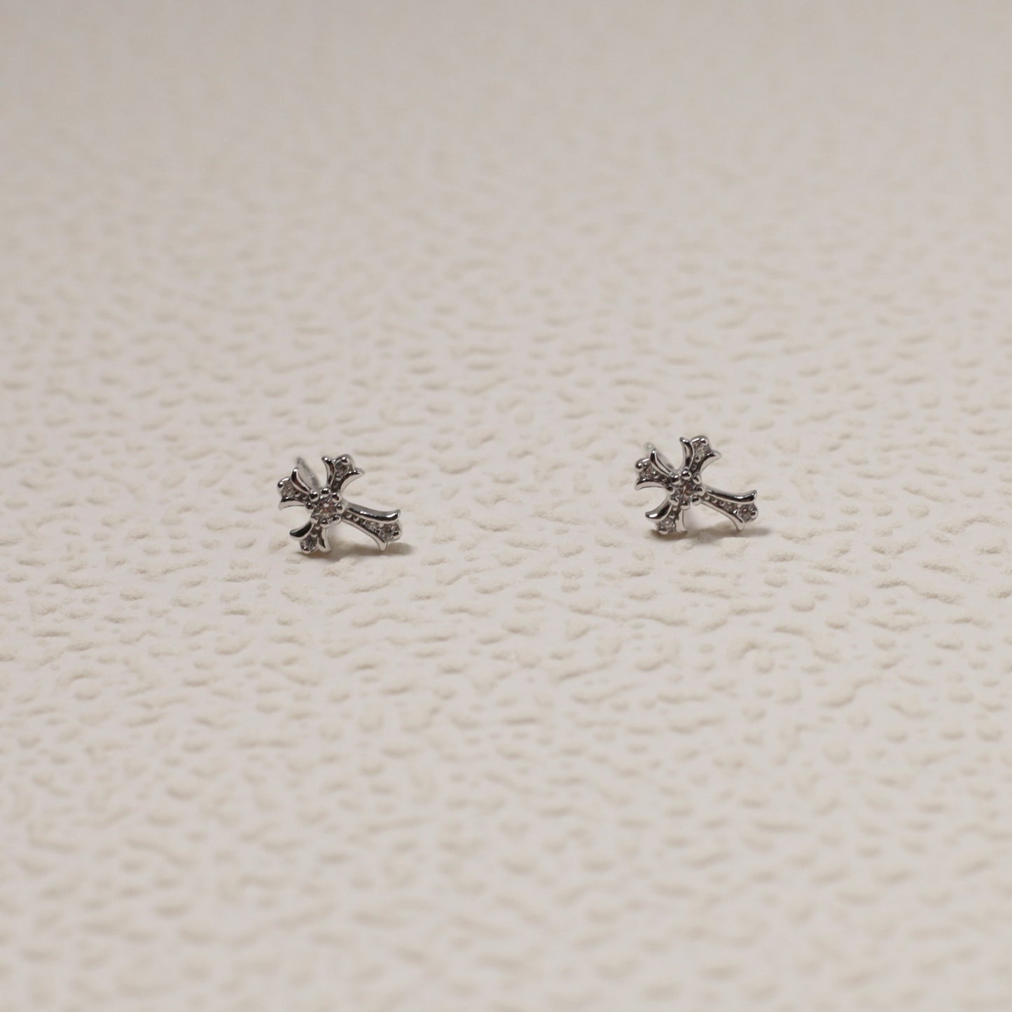 Sterling Silver Cross Shape Stud Earrings