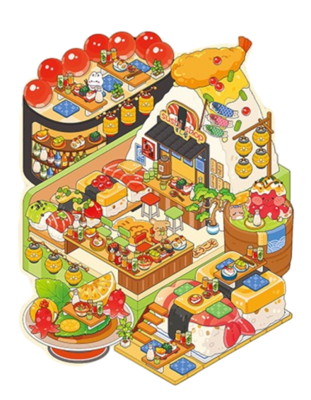 Restaurant & Dessert Store Series DIY 3D Scene Sticker - 3 Scenes
